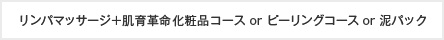 リンパマッサージ＋肌育革命化粧品コース or ピーリングコース or 泥パック